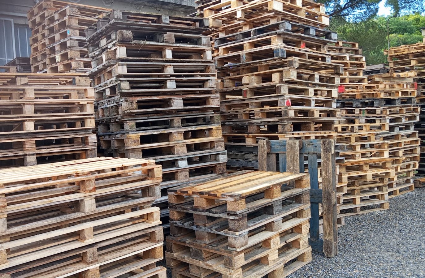 Pancali in legno nel deposito di C.R. Clementi Roberto a Castelfiorentino
